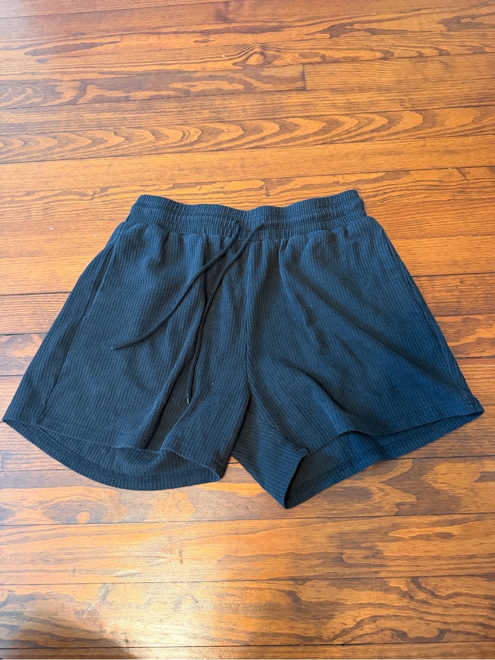 Amazon Women's Black Ribbed High-Waist Lounge Shorts
